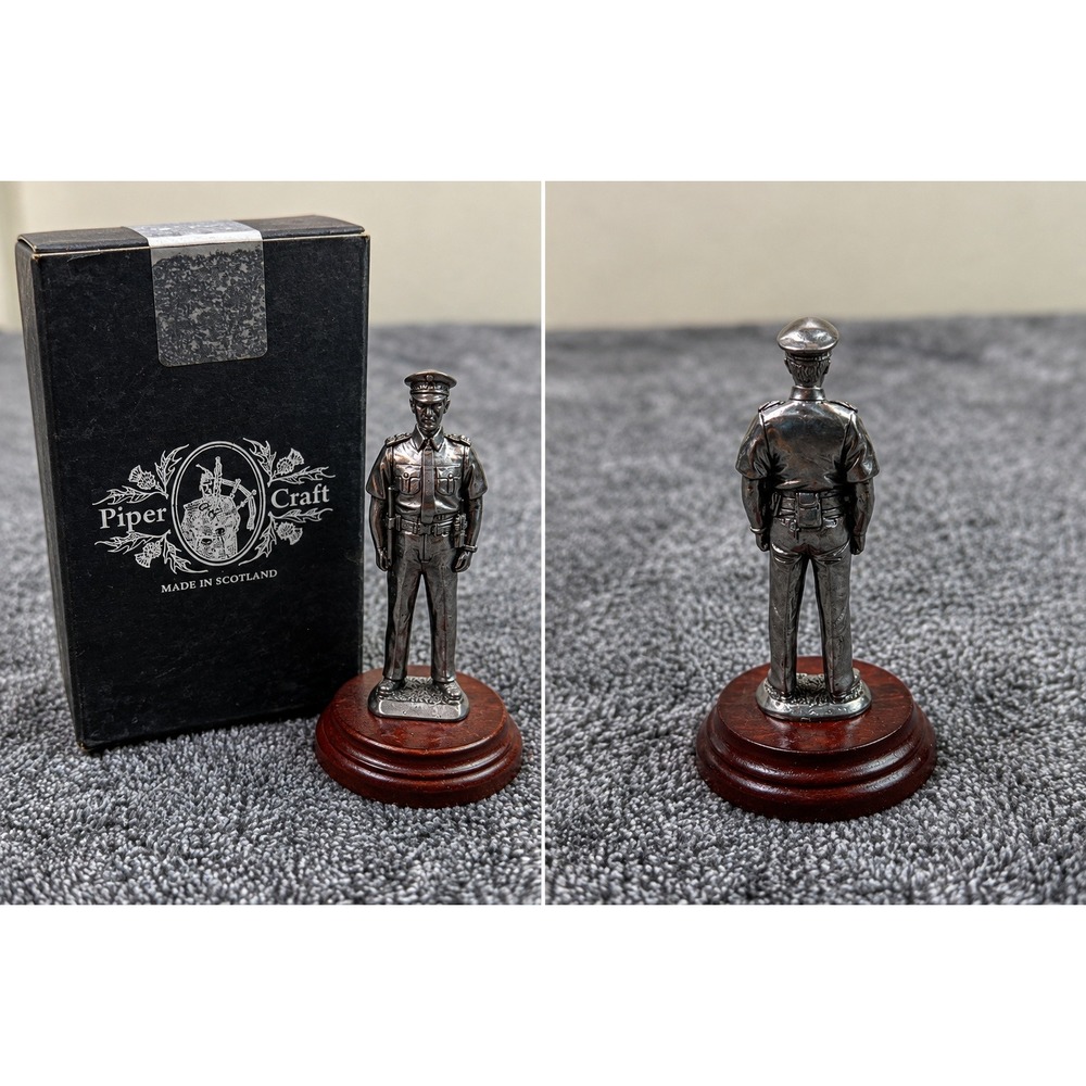 Pipercraft Scottish Police Officer Pewter Figurine Scotland Wood Base Box